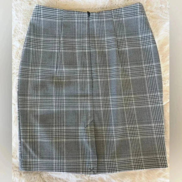 H&M black and white WOMEN'S HIGH-WAISTED plaid pencil checked SKIRT size 4 - Picture 4 of 10